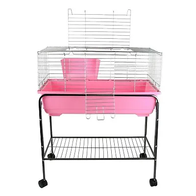 Indoor Rabbit Guinea Pig Cage With Stand 80cm Pink Single Tier Bunny Animal Pet • £54.39