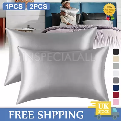 Soft Silk Pillowcase Satin Pillow Cases Cushion Covers Home Decor Bed Bedding • £2.99