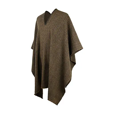 Llama Wool Serape Poncho Mens Womans Unisex Pullover Sweater Jacket Coffee Beans • $94.95