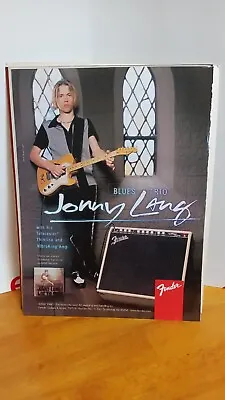 JOHNNY LANG FENDER TELECASTER GUITAR VIBRO KING AMP GUITAR  PRINT AD 11 X 8.5 S6 • $9.95