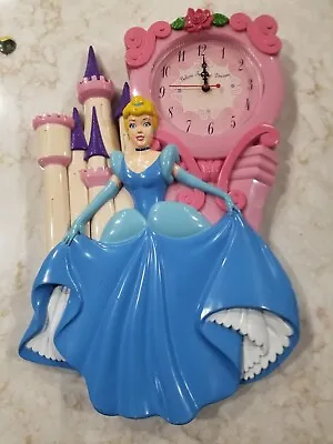 Vintage Plastic Walt Disney Cinderella Wall Clock Parts Or Repair Kids Room  • $12.95