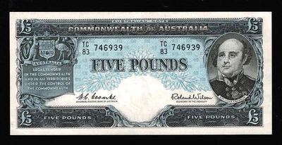$189 • Buy 1961 R50 5 Pound Pre-decimal Banknote Coa Qeii..coombs/wilson Signatures..scarce