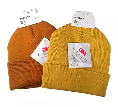 NEW 3M Thinsulate 2 Cuff Beanies Sonoma Warm Knit Honey Mustard One Size • $16.95