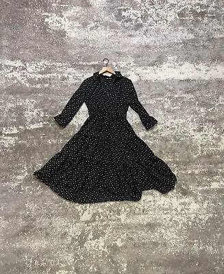 $21.59 • Buy Zara Women’s Long Sleeve Maxi Ball Dress Polka Dot Collared Tiered M Medium