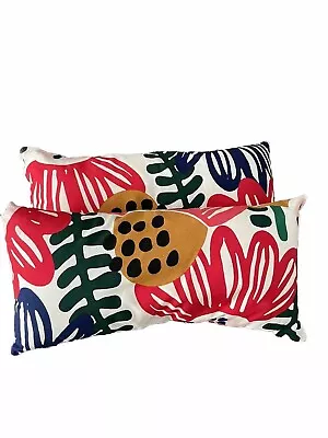 Marimekko Style Outdoor Pillow Cushion Set Of 2 Colorful Floral Ships Fast • $28