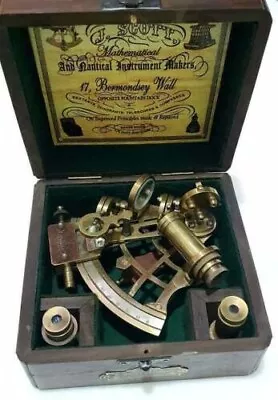 Vintage Maritime Brass Nautical 5 Inches Sextant With Wooden Box Marine • $58.95