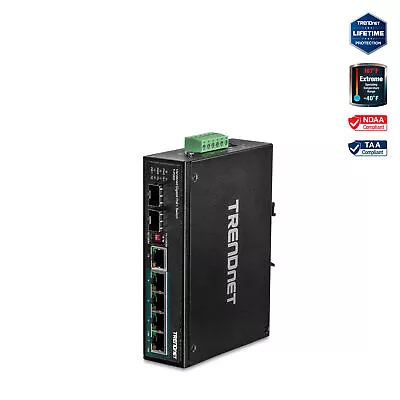 TRENDnet  TI-PG62 6-Port Hardened Industrial Gigabit PoE+ DIN-Rail Network • $199.99