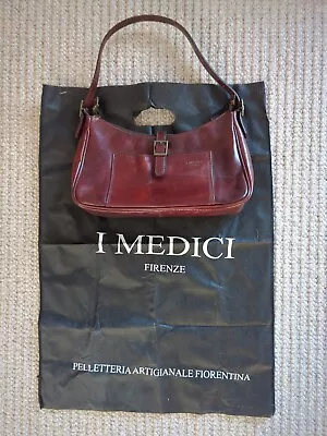 I Medici Firenze Shoulder Bag Zip Brown Leather Made In Italy EUC Clean • $65