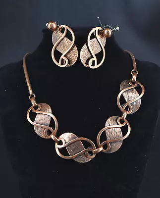 VTG Francisco Rebajes R Bai Modernist Copper Necklace And Earrings 3-Piece Set • $65