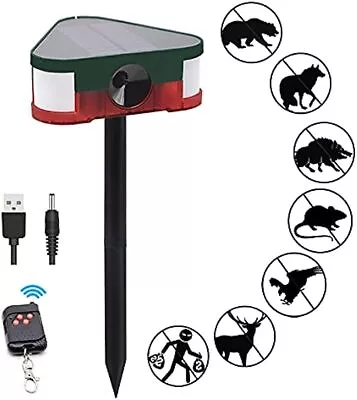 Solar Motion Sensor Alarm 360° Detector 3x129db Siren Strobe Light With Remote • $29.98