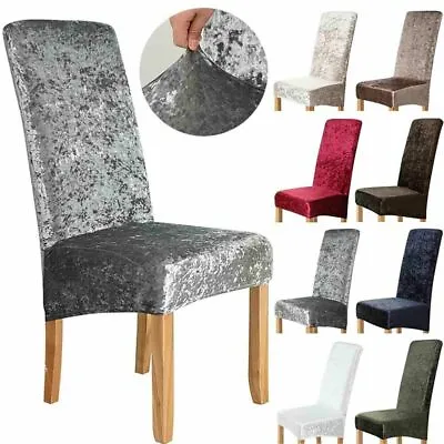 Crushed Velvet Dining Chair Covers Stretchable Protective Slipcover Xmas Decor • £4.99