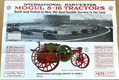1914-16 Mogul 8-16 Farm Machinery Tractor HUGE Adv. Folder Intermatl Harvester • $152.50