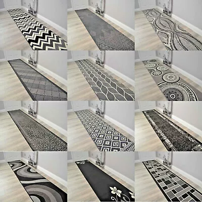 £24.99 • Buy Black Grey Silver Extra Long Very Wide Narrow Hall Hallway Runner Rugs Small Mat