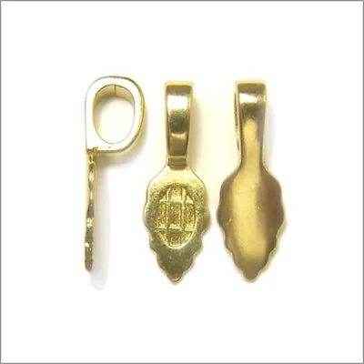 GOLD Plated Jewelry Bails SMALL Fused Glass Pendants 25 6x15mm Leaf AANRAKU • $18.26