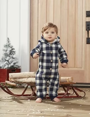 Mud Pie E1 Baby Boy Hello Fall Navy Plaid 1 Piece Set 11030451 - Choose Size • $20.99