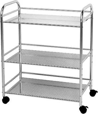 3-Shelf Shelving Units On Wheels Stainless Steel Kitchen Cart Microwave Stand   • $43.69