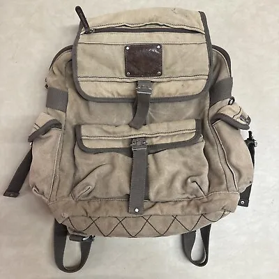 $50 • Buy Vintage Fossil Brand Athletics Thick Canvas Backpack Rucksack