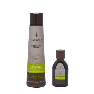 Macadamia Set Damaged Hair Shampoo 300ml And Moisturizing Oil 27ml • £29.56