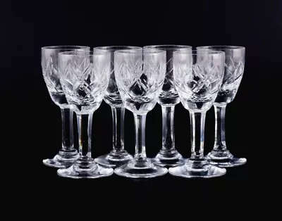 St. Louis France Set Of Seven Handmade Crystal Glass Schnapps Glasses. • $300