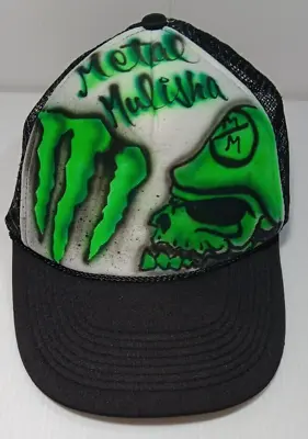 Vintage Monster Metal Mulisha Air Brush Trucker Hat Snapback 32-468 Otto Green • $4.25