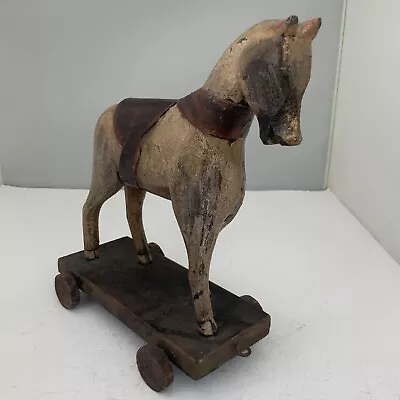 Vintage Wooden Horse On Wheels • $74.64