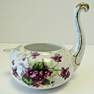 Hand Painted Lefton Violet Chintz Porcelain Creamer • $19.99