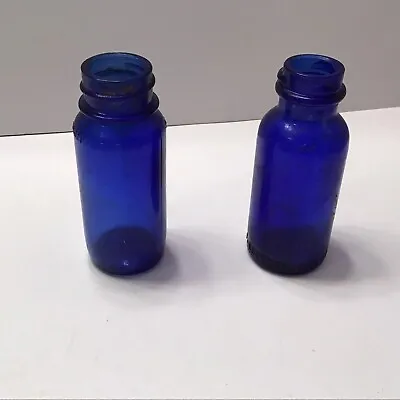 Lot Of 2 Cobalt BROMO SELTZER Bottles Blue Glass Vintage 1 Is Emerson Scratched • $12.25