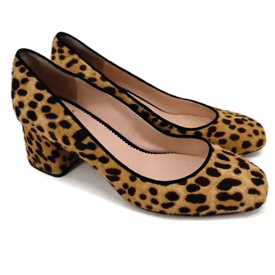 J.Crew Celia Calf Hair Cheetah Print Block Heel Pumps 6 • $78