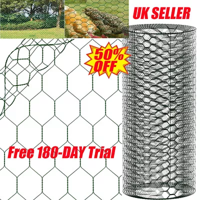 Galvanised / PVC Chicken Wire Mesh Fence Net Rabbit Netting Fencing Cages ~Cheap • £7.78