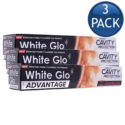 $19.10 • Buy 3 X White Glo Toothpaste Advantage Charcoal Teeth Whitening Stain Remover 140g