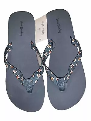 Vera Bradley Prairie Paisley Daisy Webbing Strap Flip Flops Size 9-10 • $28