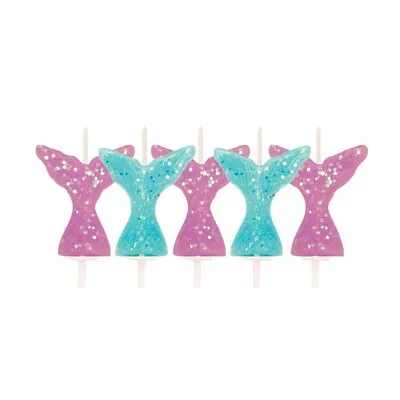£3.99 • Buy 5 Mermaid Tail Birthday Cupcake Candles Picks Party Cake Decorations Toppers