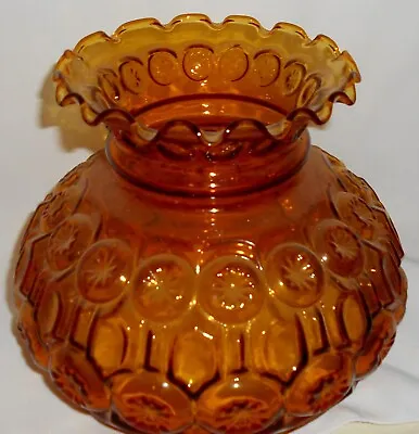 Vintage LE Smith Moon Stars Amber Glass Hurricane Lamp Shade 6.5  • $59