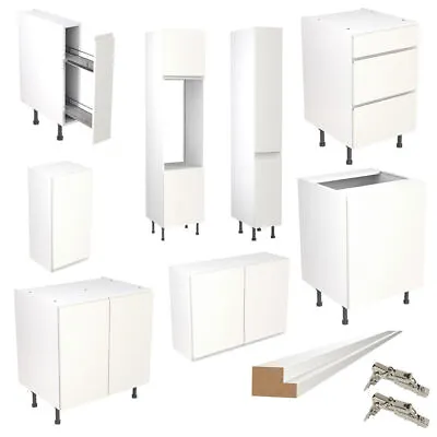 White Gloss Handleless Kitchen Units Complete Set Doors Base Wall Cabinets JPull • £341.99