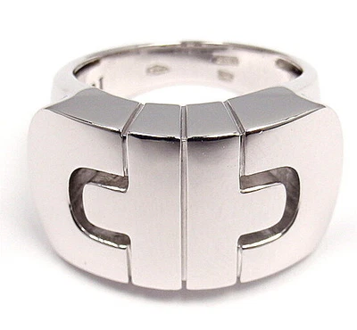 $1000 • Buy Classic! Authentic! Bvlgari Bulgari 18k White Gold Parentesi Ring Band Size 5