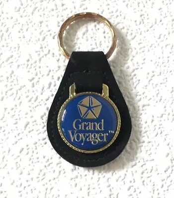 Vintage Keychain CHRYSLER GRAND VOYAGER Key Fob Ring FAUX SUEDE LEATHER & METAL • $17.95