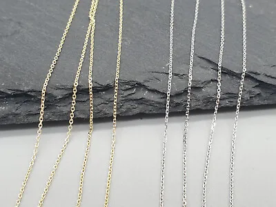 £46.90 • Buy 9k 9ct Yellow White Gold Flat Trace Chain 0.8mm Sparkly Diamond Cut Delicate