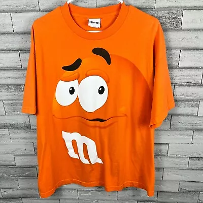  M&M's Mens Orange Short Sleeve Pullover Candies Graphic T Shirt Size XL • $19.99