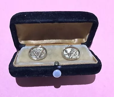 Antique 14k Gold Cuff Links Masonic Antique Presentation Box R G Hitchcock Idaho • $350