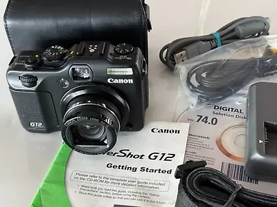 Excellent Canon PowerShot G12 10.0MP Digital Camera - Black • $138.50