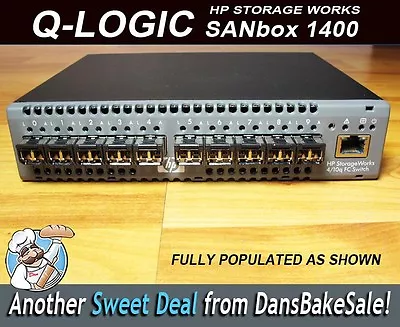 Qlogic SANbox 1400 HP Storage Works & Power Supply - Fully Populated W/ 10 SFPs  • $249