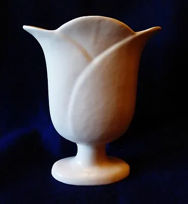 California Pottery White 9.5  Tulip Footed Vase #23 Vintage • $25