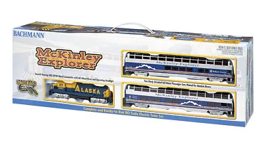 BACHMANN 00743 HO ALASKA  MCKINLEY EXPLORER Train Set LOCO 2 CARS POWER   TRACK • $361.58