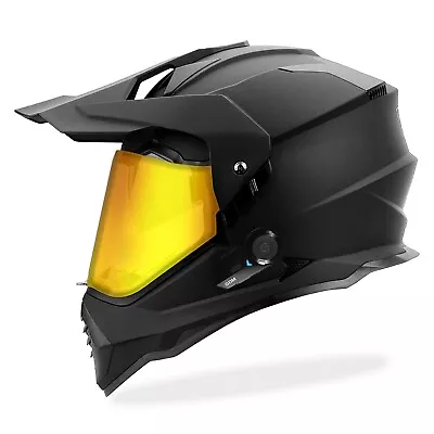 Motocross Bluetooth Helmet Dual Sport Black GDM BEAST ATV Snowmobile + Gold Shie • $179.95