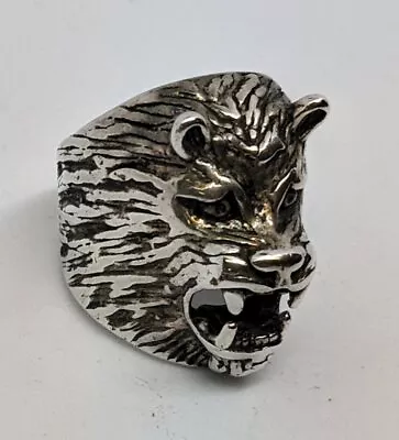 Vintage 1985 G&S Gordon & Smith Tiger Lion Lygar .925 Silver Ring 3D Size 7 • $39.99