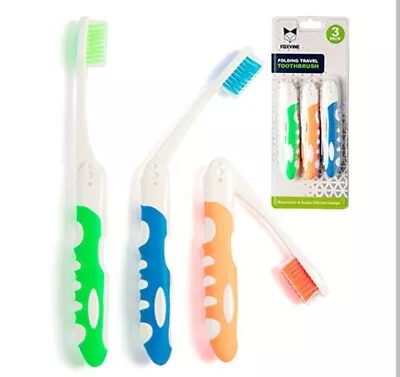 Folding Travel Toothbrush (3 Pack) | Portable & Compact Size  • $9.99