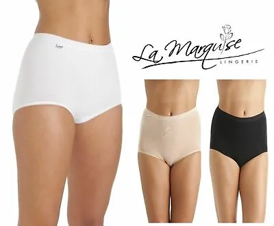 3 Pack La Marquise Maxi Smooth Cotton Underwear Full Brief White Black Nude 1012 • £10.99