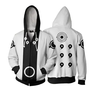 Men Women Naruto Six Paths White Uchiha Madara Zip Up Hoodie Jacket Cosplay • $24.99