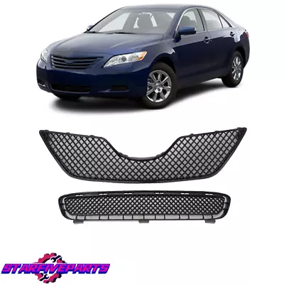 Fits 2007-2009 Toyota Camry Front Upper Lower Grille Mesh Style Gloss Black Set • $108.99