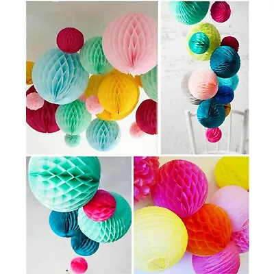 Honeycomb Paper Ball Colourful Wedding Party Hanging Decoration • £0.99